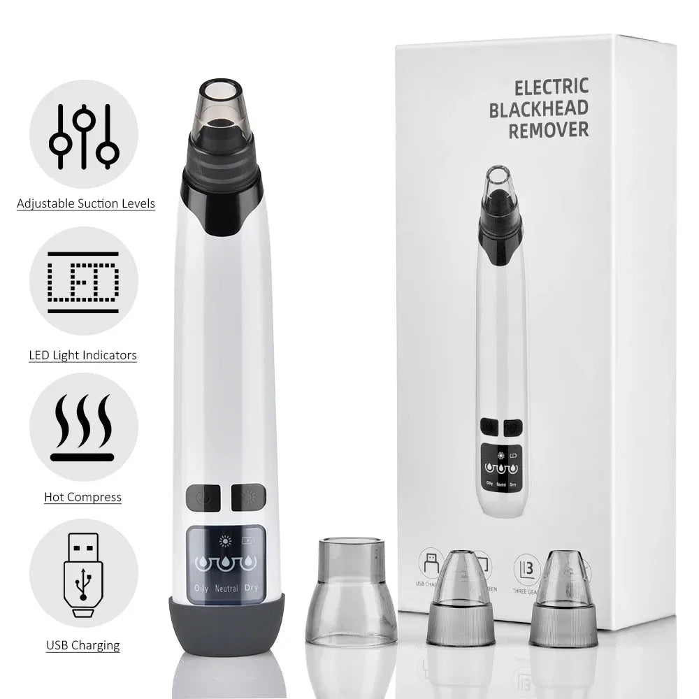 Electric Blackhead Remover Beauty Facial Cleaner Black Point Vacuum Suction Black Head Dots Remover Extractor Skin Care Tools