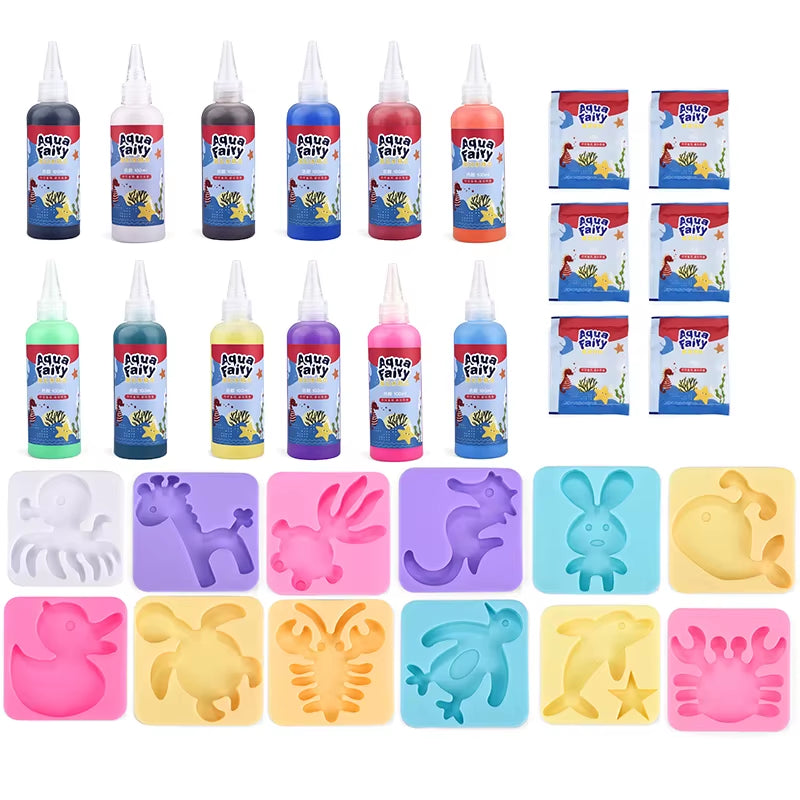DIY Fairy Magic Water Elf Ocean Mold for Kids 3D Handmade Kits Aqua Fairy Gel Toy Set Handicrafts Educational Toys Children Gift