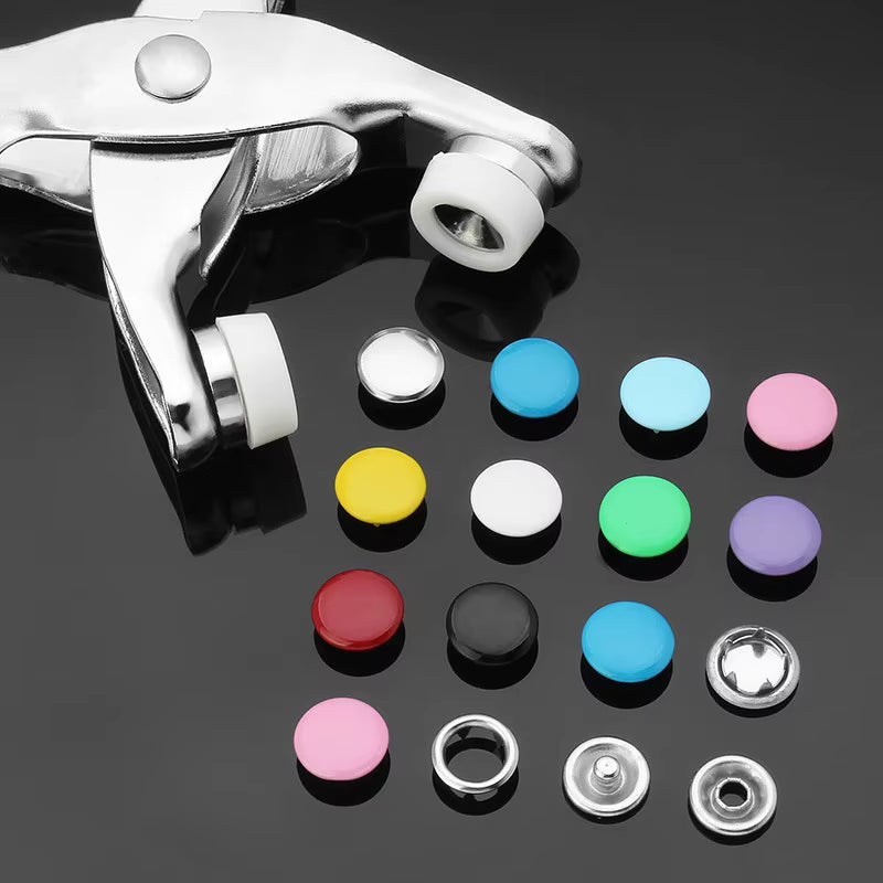 200 Sets Snap Fasteners Kit Tool Metal Snap Buttons Rings Fastener Pliers DIY Crafts Clothes Hats Sewing Metal Snaps Buttons