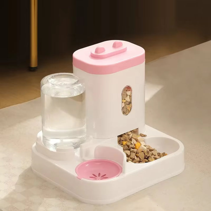 2-In-1 Automatic Feeder Dog Cat Food Bowl and Water Feeding Device Pet Large Food Dispenser Puppy Pet Kitten Bowl Accessories
