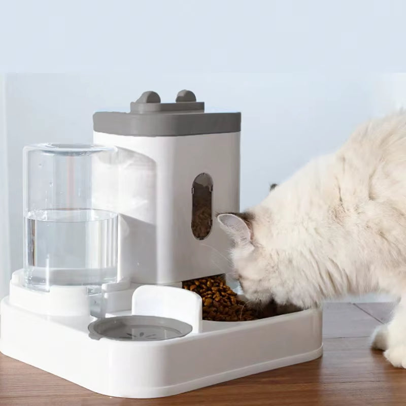 2-In-1 Automatic Feeder Dog Cat Food Bowl and Water Feeding Device Pet Large Food Dispenser Puppy Pet Kitten Bowl Accessories