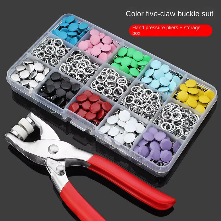 200 Sets Snap Fasteners Kit Tool Metal Snap Buttons Rings Fastener Pliers DIY Crafts Clothes Hats Sewing Metal Snaps Buttons