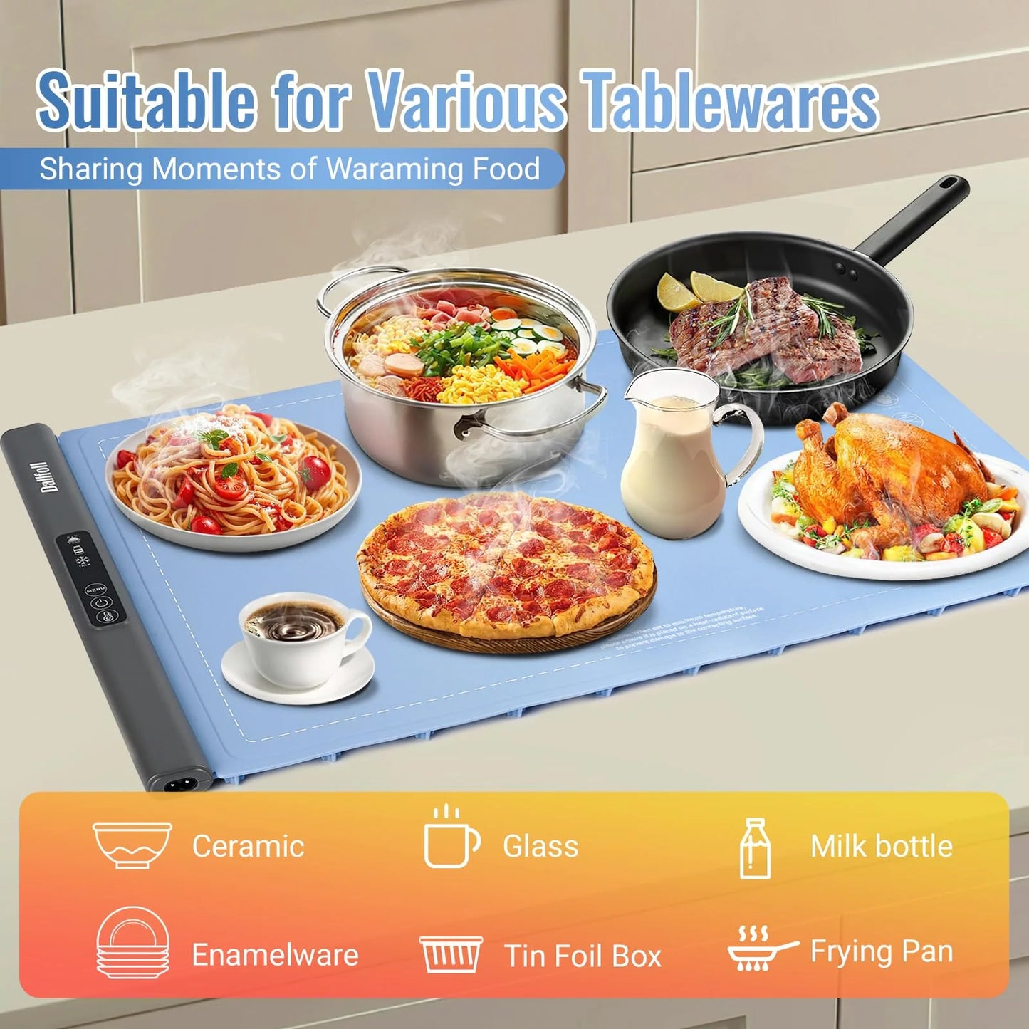 Electric Food Warming Tray with 3 Modes