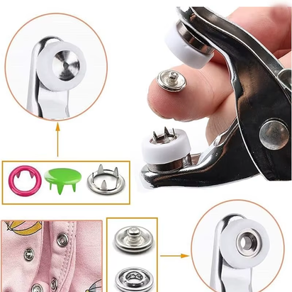 200 Sets Snap Fasteners Kit Tool Metal Snap Buttons Rings Fastener Pliers DIY Crafts Clothes Hats Sewing Metal Snaps Buttons