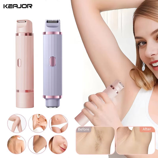 Electric Shaver for Women Bikini Underarm Hair Remover 2 in 1 Painless Lady Body Leg Hair Trimmer Portable Face Mustache Razors