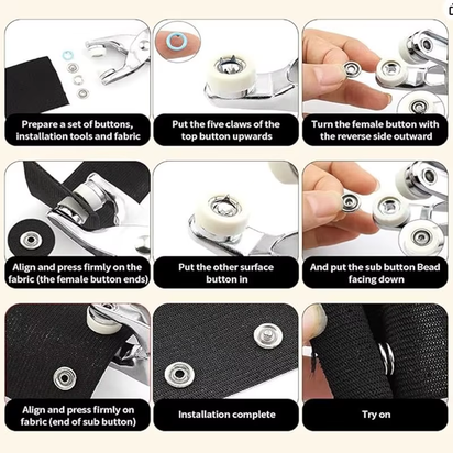 200 Sets Snap Fasteners Kit Tool Metal Snap Buttons Rings Fastener Pliers DIY Crafts Clothes Hats Sewing Metal Snaps Buttons