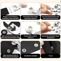 200 Sets Snap Fasteners Kit Tool Metal Snap Buttons Rings Fastener Pliers DIY Crafts Clothes Hats Sewing Metal Snaps Buttons