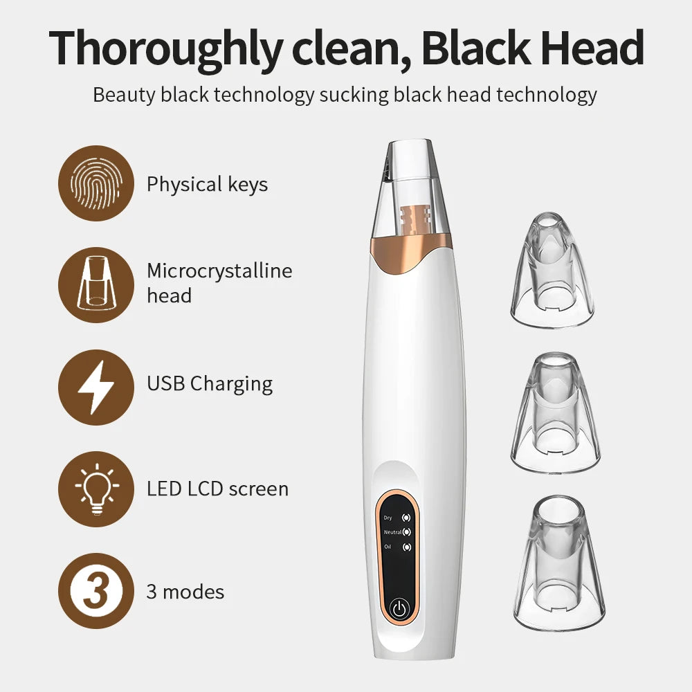 Electric Blackhead Remover Beauty Facial Cleaner Black Point Vacuum Suction Black Head Dots Remover Extractor Skin Care Tools