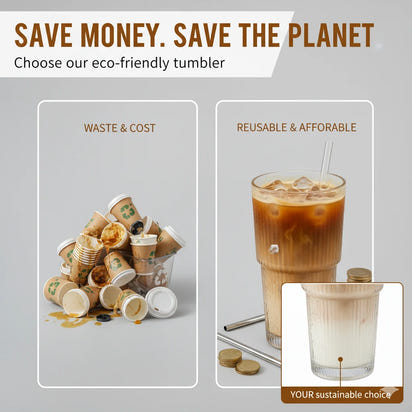 Leak-Proof Lid + Reusable Straw | Perfect for Iced Coffee, Juice, Smoothies & More