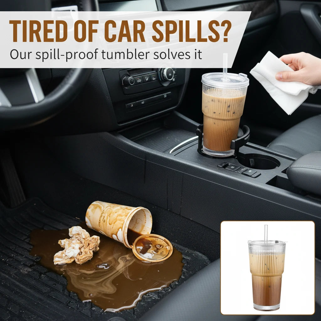 Leak-Proof Lid + Reusable Straw | Perfect for Iced Coffee, Juice, Smoothies & More