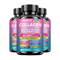 Collagen Pills Keratin Hyaluronic Acid MSM Vitamin a Vitamin C Vitamin E Folate Zinc Magnesium with Grape Seed Extract Capsules