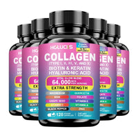 Collagen Pills Keratin Hyaluronic Acid MSM Vitamin a Vitamin C Vitamin E Folate Zinc Magnesium with Grape Seed Extract Capsules