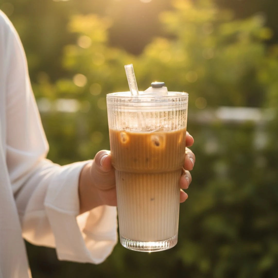 Leak-Proof Lid + Reusable Straw | Perfect for Iced Coffee, Juice, Smoothies & More