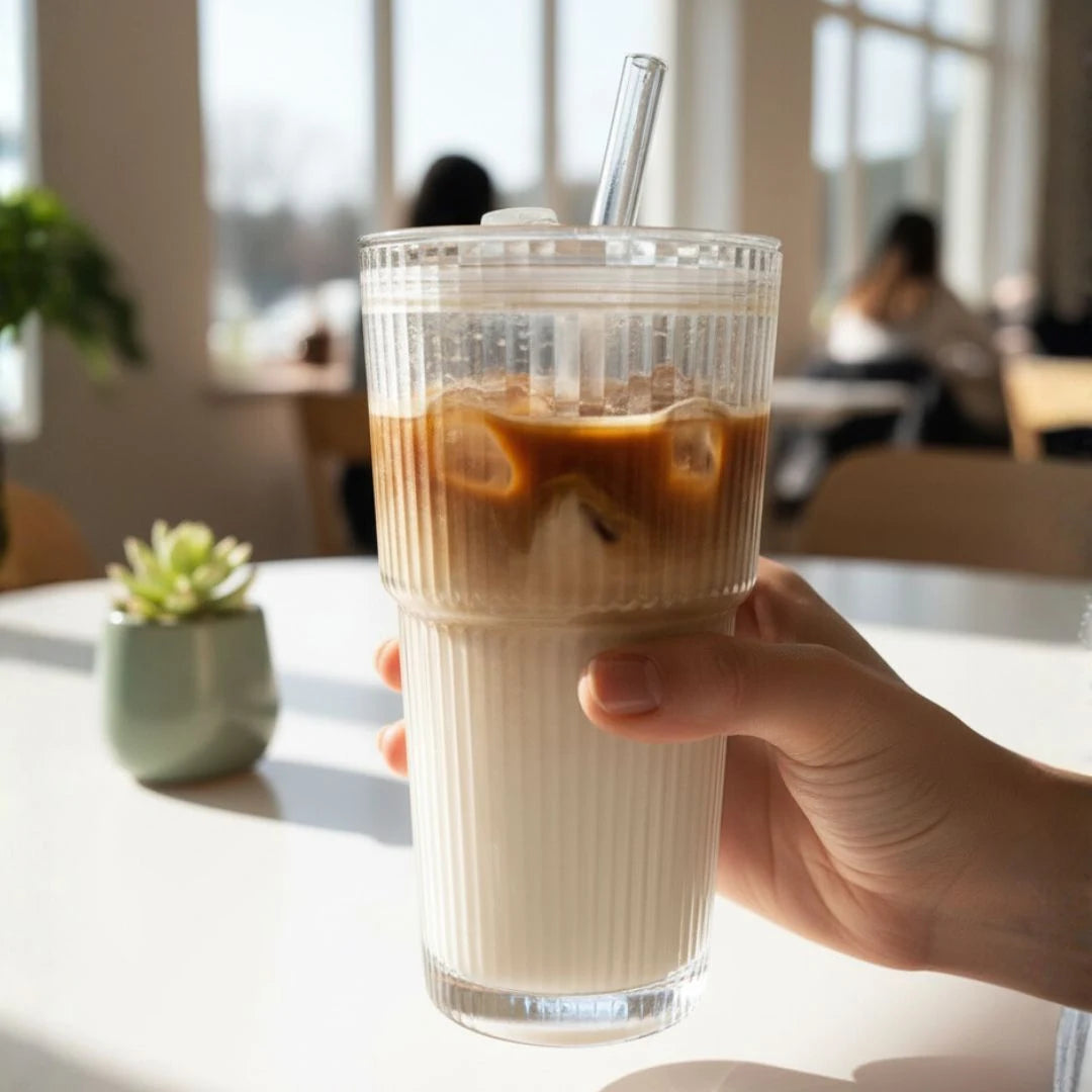 Leak-Proof Lid + Reusable Straw | Perfect for Iced Coffee, Juice, Smoothies & More
