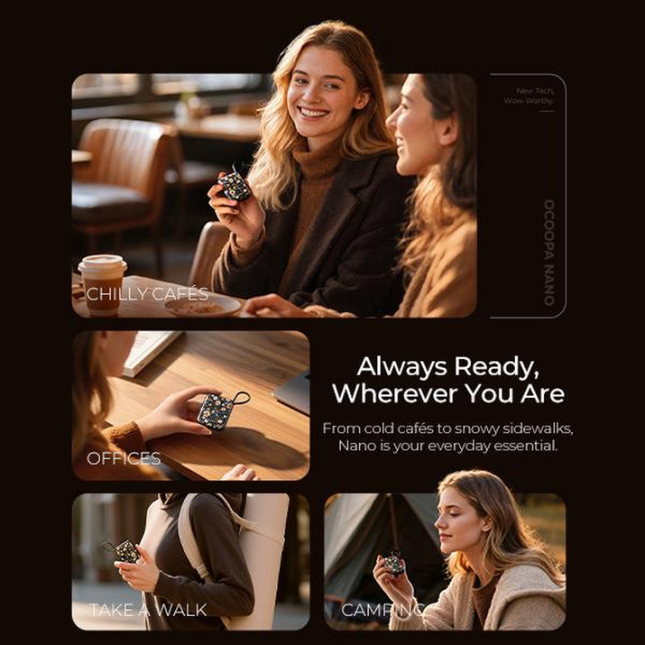 Stay Warm Anywhere with Ocoopa UT5 Nano Rechargeable Hand Warmers - Perfect for Outdoors, Holidays, and More!