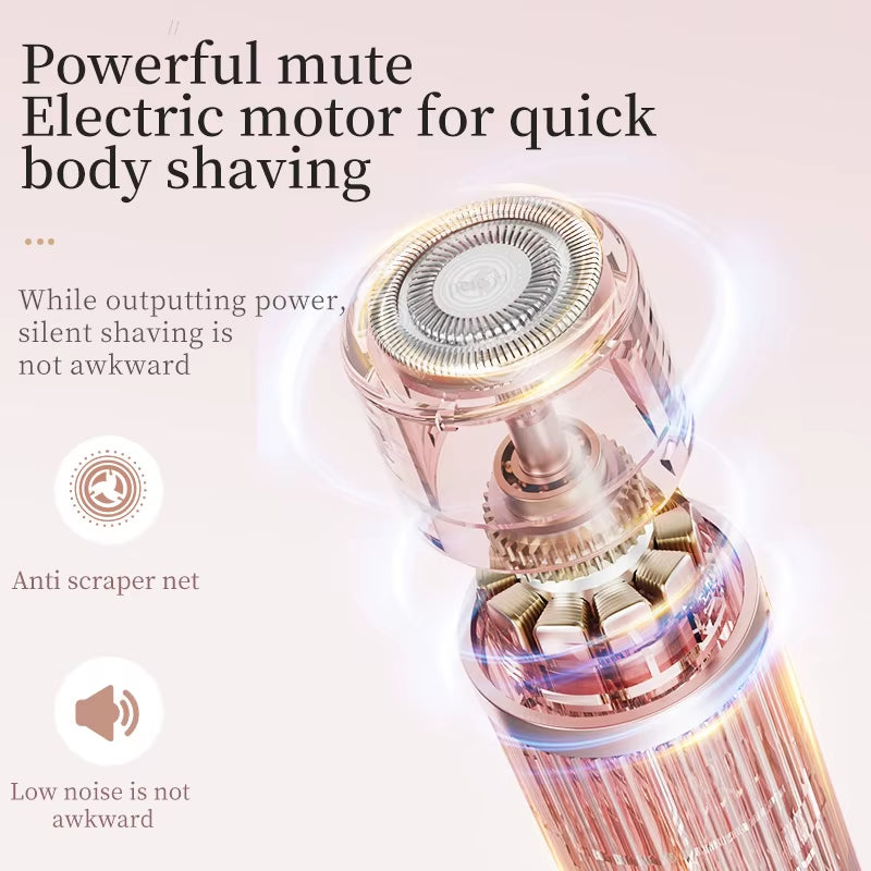 Electric Shaver for Women Bikini Underarm Hair Remover 2 in 1 Painless Lady Body Leg Hair Trimmer Portable Face Mustache Razors