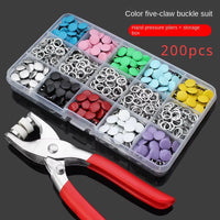 200 Sets Snap Fasteners Kit Tool Metal Snap Buttons Rings Fastener Pliers DIY Crafts Clothes Hats Sewing Metal Snaps Buttons