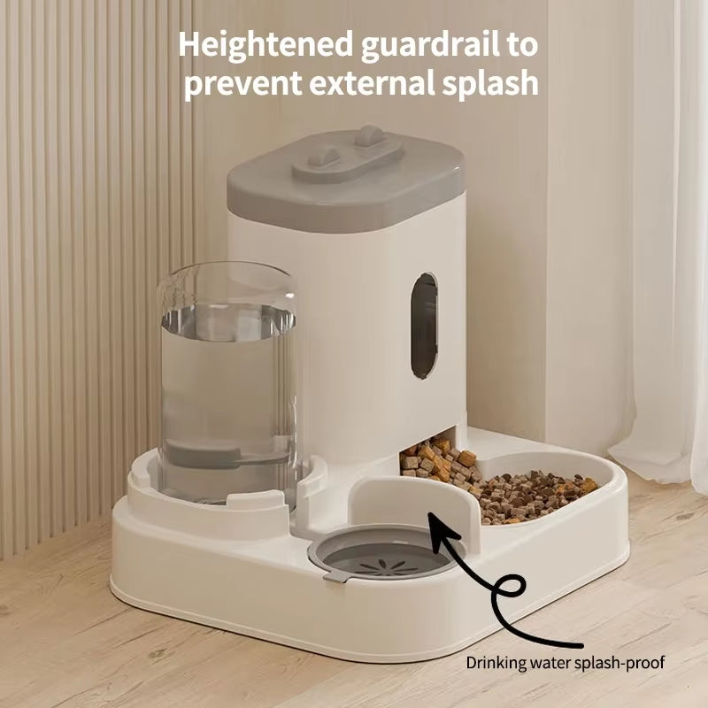 2-In-1 Automatic Feeder Dog Cat Food Bowl and Water Feeding Device Pet Large Food Dispenser Puppy Pet Kitten Bowl Accessories
