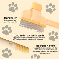 2 Counts Set Pet Comb for Dogs Cats with Long Short,Stainless Steel Metal Teeth for Shedding and Tangles,Self-Cleaning Pet Comb for Dogs and Cats Household Convenient.