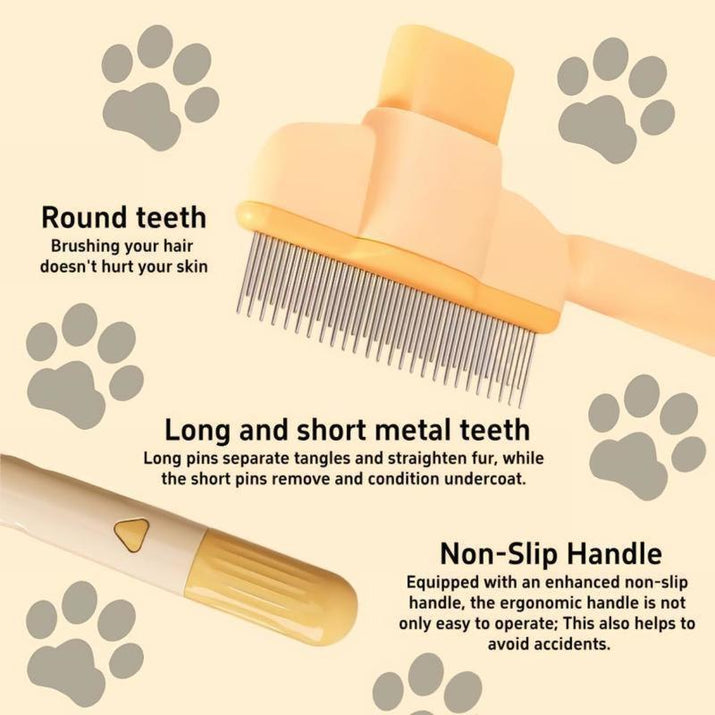 2 Counts Set Pet Comb for Dogs Cats with Long Short,Stainless Steel Metal Teeth for Shedding and Tangles,Self-Cleaning Pet Comb for Dogs and Cats Household Convenient.