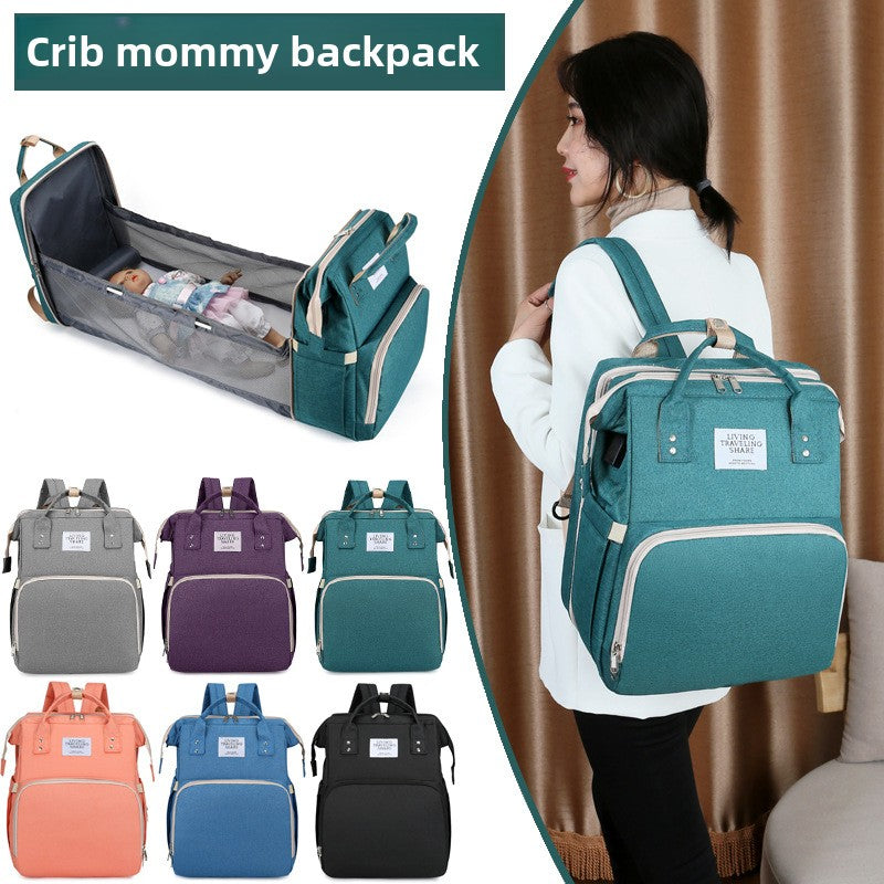 Foldable Mommy Bag with USB Port Large Capacity Baby Diaper Backpack